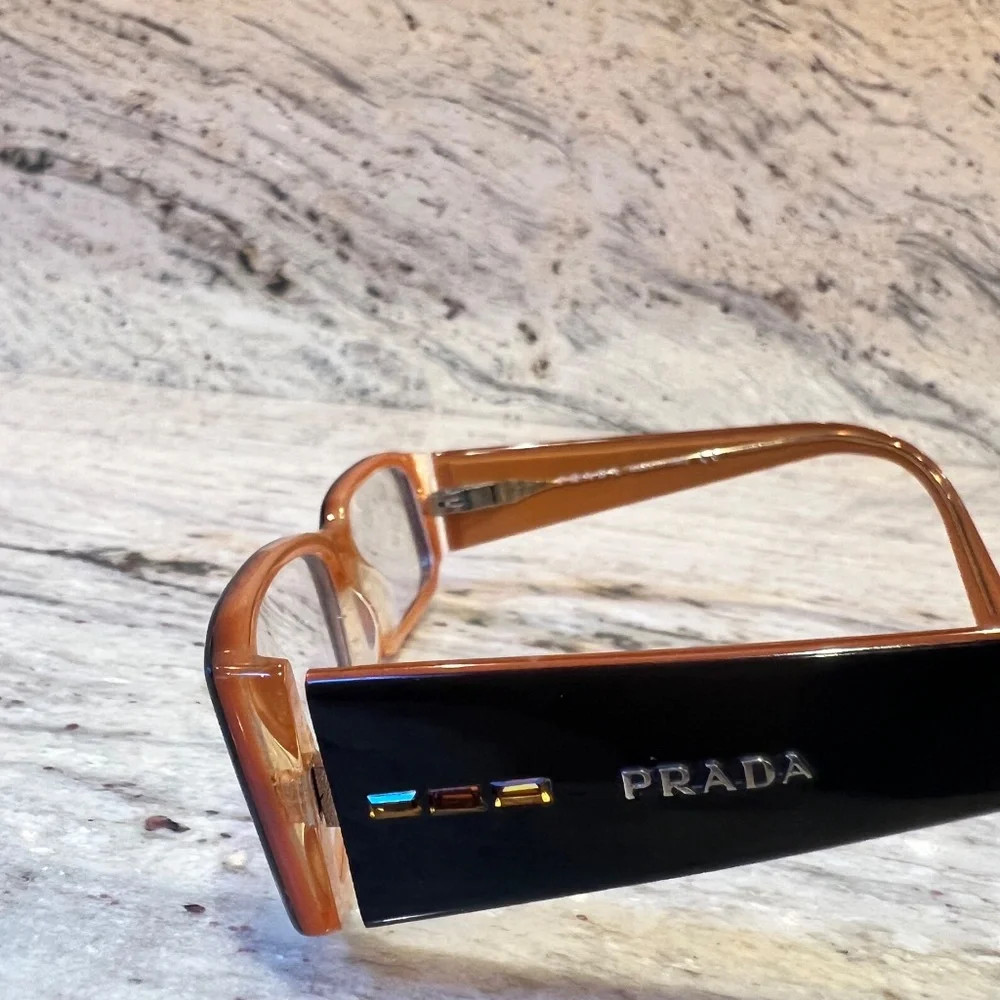 PRADA VPR10F 2BX-101 51mm Black Orange Eyeglasses Frames Italy - Picture 7 of 10